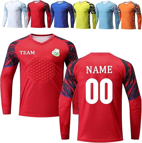 Camiseta de portero acolchada personalizada, camiseta de portero personalizada, uniforme de portero para niños, jóvenes, adultos