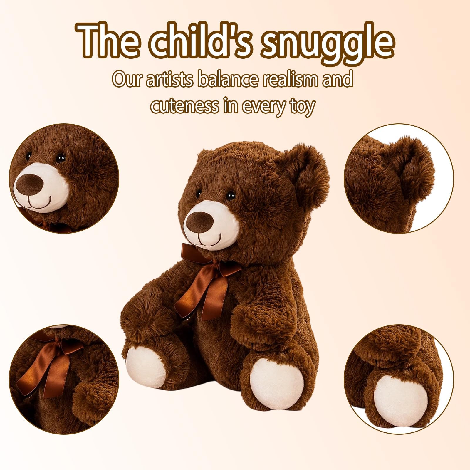 WaaRiuQ 1 Piece Teddy Bear, Small Teddy Bear, Brown BEAR, 20 cm Cuddly Toy - Image 3