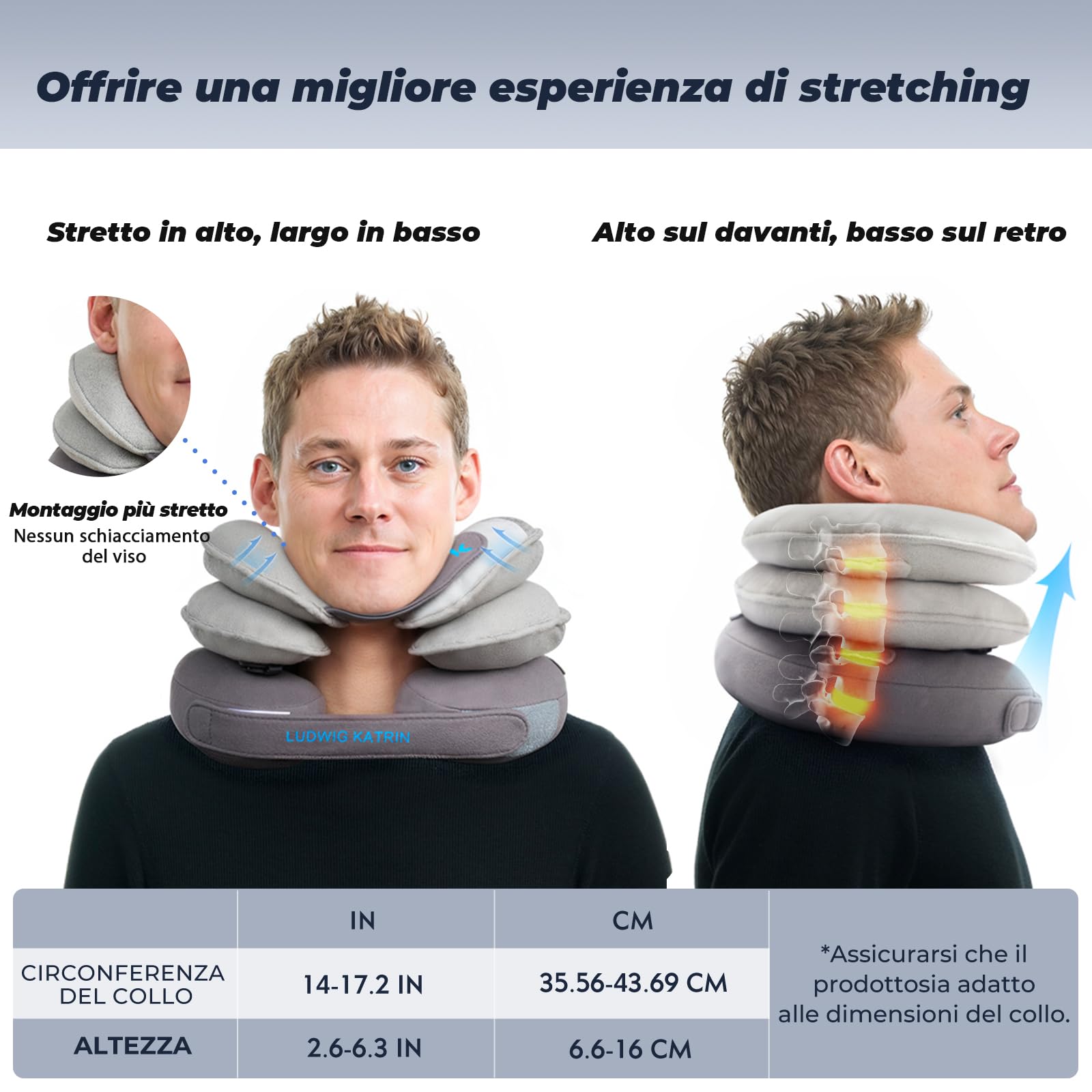 Tech Love Dispositivo di Trazione Cervicale per Collo, Collare per Cervicale Gonfiabile, per alleviare la pressione, fornisce supporto per il collo, Ideale per l'uso a casa o in viaggio