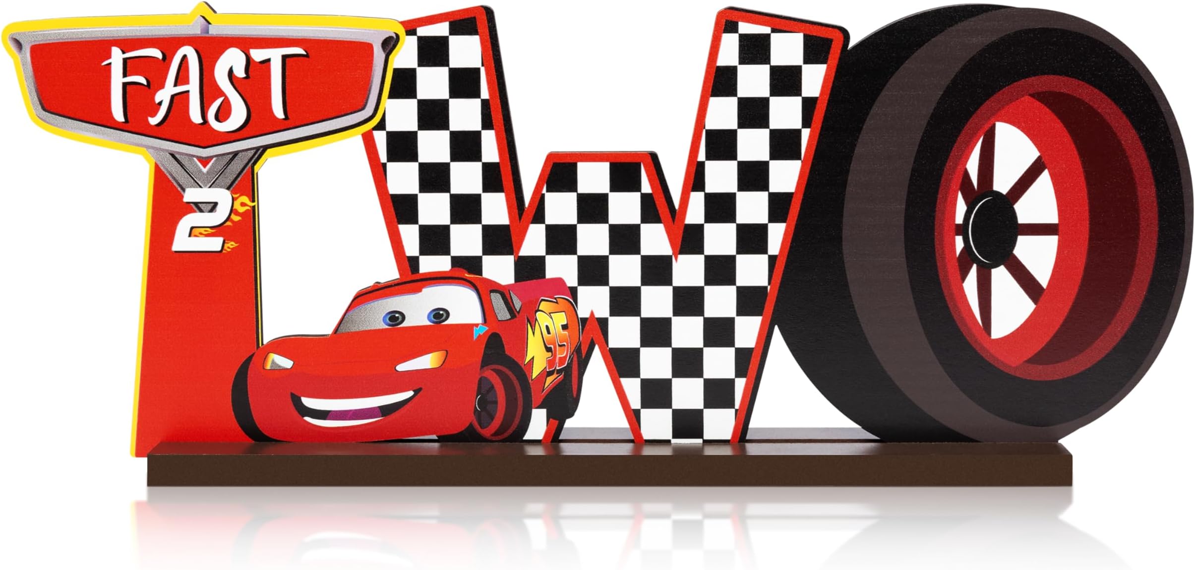 Race Two Table Centerpieces - Race Car Two Fast Letter Sign Curious Wooden Table Decoration Let’s Go Racing Car Party Supplies Favors for 2nd Birthday Boys Kids Baby Shower Photo Booth Props