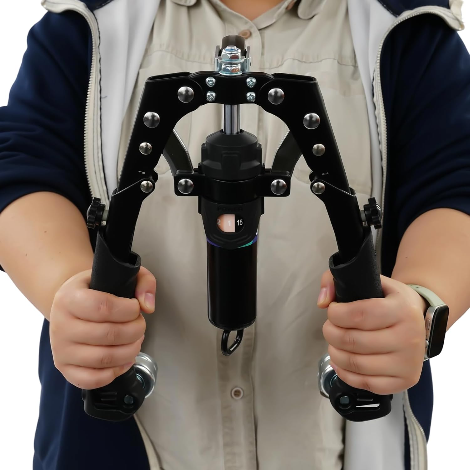 440.9 LBS Twister Arm Trainer, Arm Exercise Equipment Carbon Steel Hydraulic Power Twister Adjustable Chest Workout Chest Expander Shoulder Muscle Training Fitness Equipment w/3* Wheels