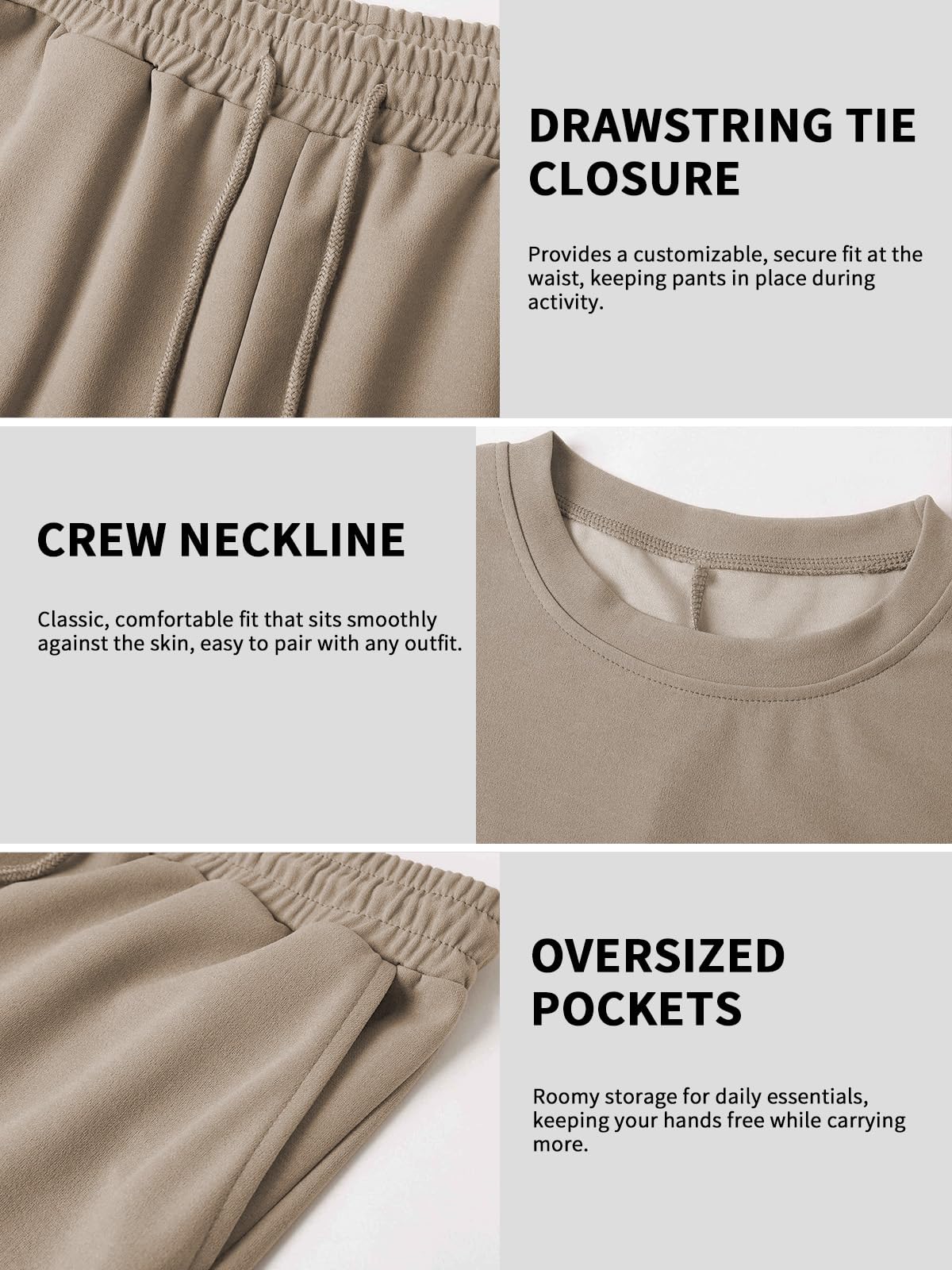 Rayson Survetement Femme D'été Casual Crew Neck Tops Ensemble Deux Pièces Femme Chic et Elegant avec Poches