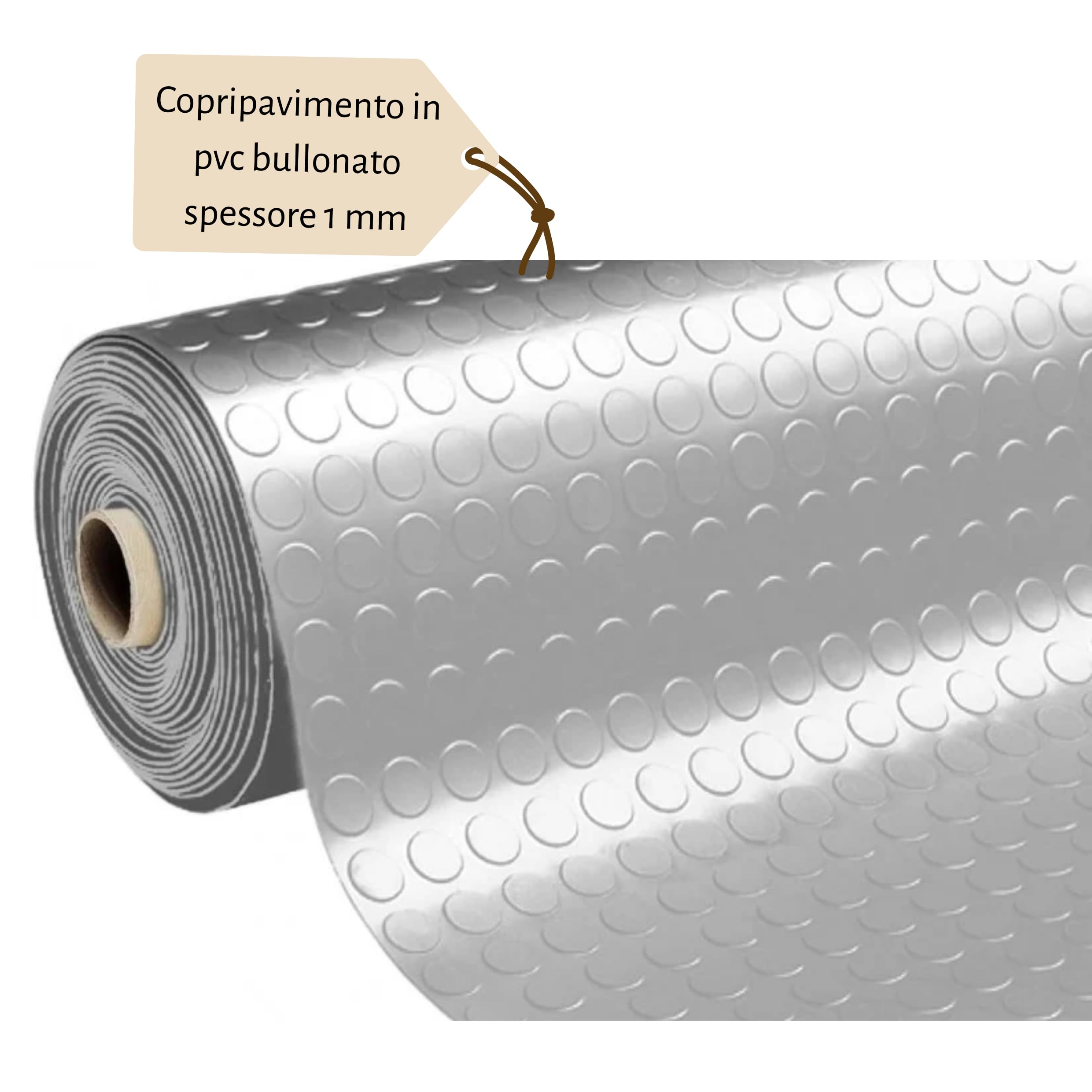 Tappeto Gomma Bullonato Antiscivolo Grigio 100/200 cm Copri Pavimento Gommato Impermeabile Ideale per Garage,Bancone,Palestra,Pavimenti,Pedana Spessore 1 mm (1x15 Metri)