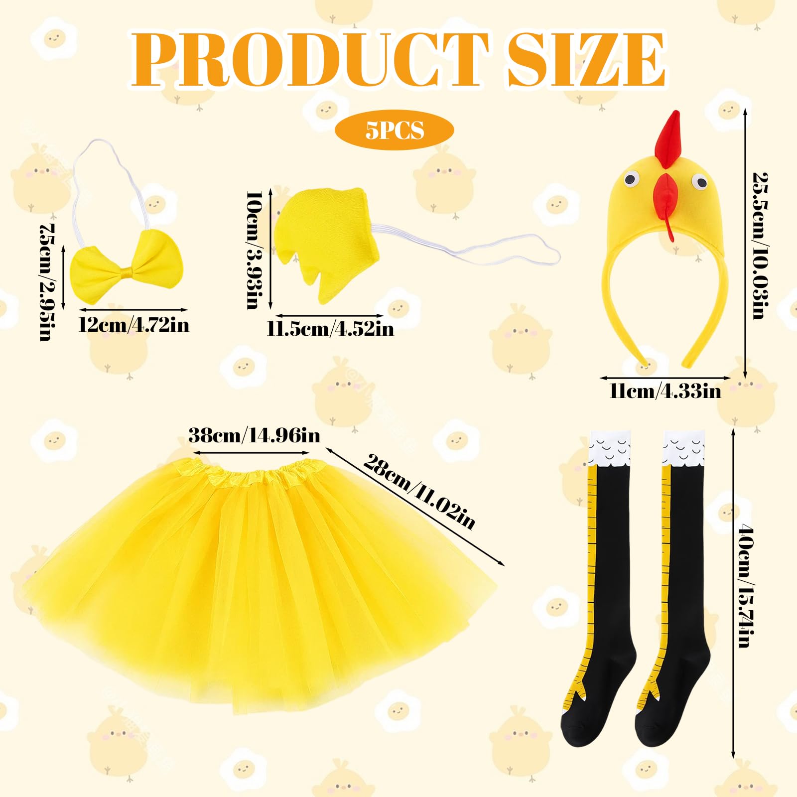 WNXBFO 5 Pcs Set Chicken Costume, Adult Fancy Dress, Chicken Hat - Image 2
