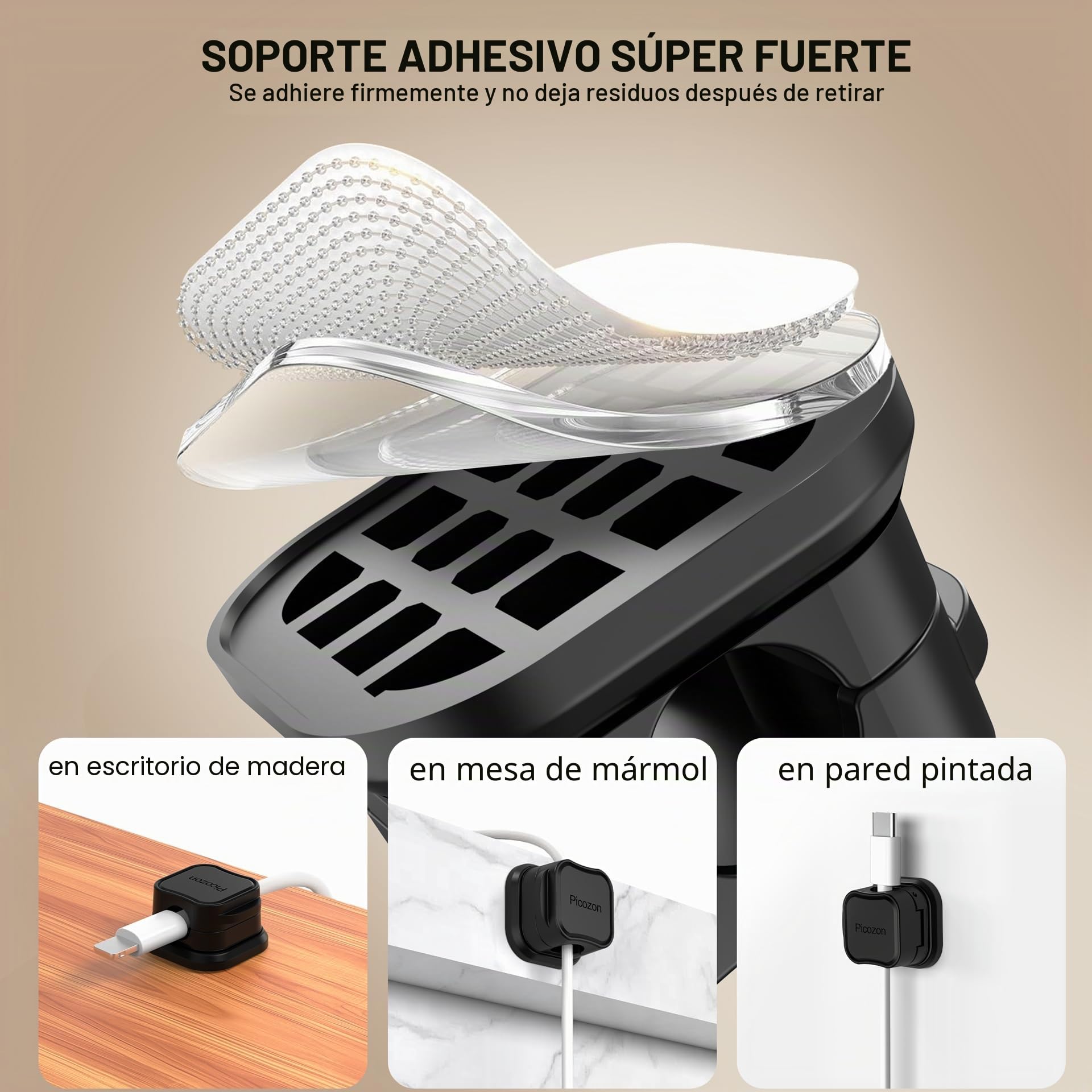 Paquete de 12 Clips de Cable magnético Organizador de Cable Soporte, Picozon Adhesivo Gestión de Cables, Cable Teléfono Cargador USB Soporte de Cable para Coche, Oficina Escritorio Doméstico - Negro