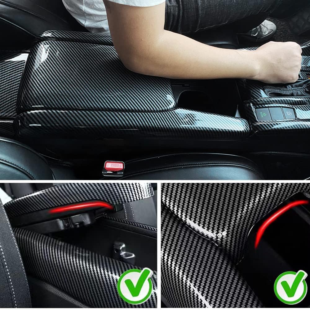 Carbon Fiber Color Car Interior Center Armrest Box Cover Console Box Storage Box Trim Covers Auto Accessories for Honda 10th Gen Civic 2016 2017 2018 2019 2020 2021