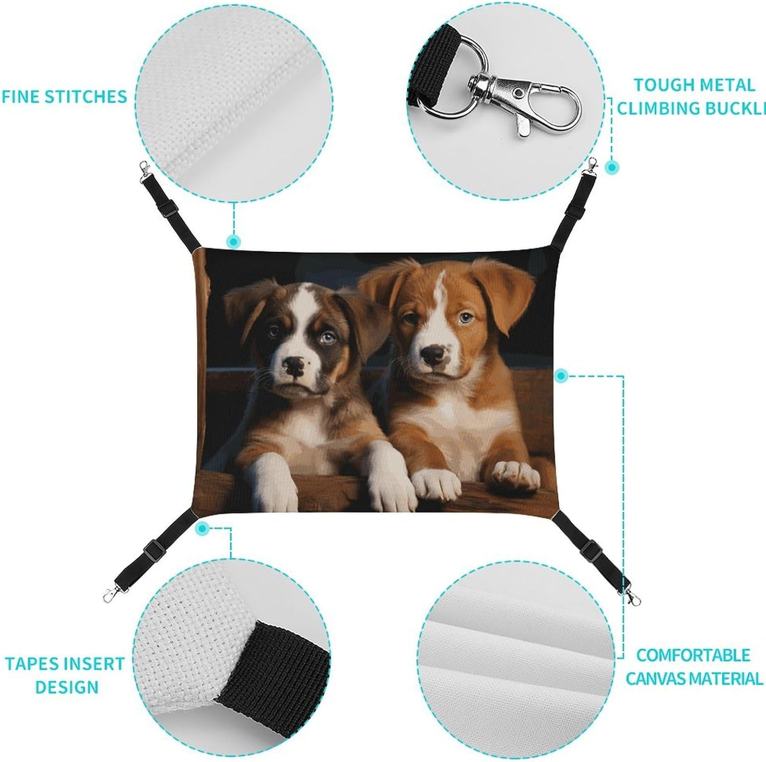 review Hanging Pet Hammock, Puppies Dogs Pets Animals Printed Soft Breathable Pet Hammock with Adjustable Straps and Metal Hooks for Cats Small Dogs Rabbits Sugar Gliders