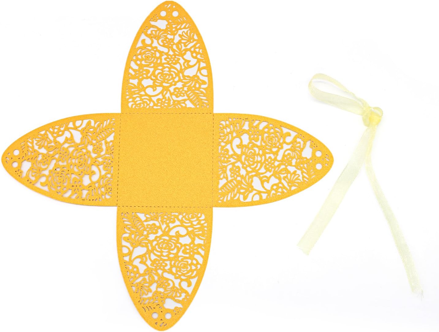 KPOSIYA Pack of 70 Laser Cut Rose Candy Boxes, Favor Boxes 2.5"x 2.5"x 3.1", Gift Boxes for Bridal Shower Anniverary Birthday Party Wedding Favor Gold (Rose box 70) - Image 6