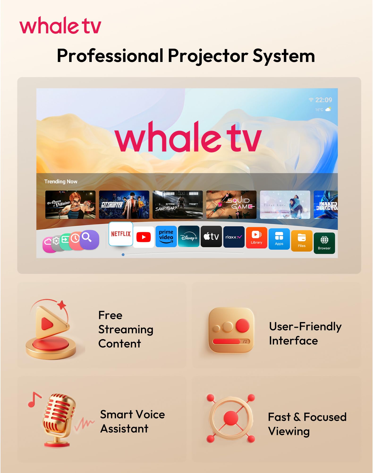 Xgody Gimbal N6 Pro projektor wideo kompatybilny z Netflix, FHD 1080P natywny projektor wideo Bluetooth, automatyczna kalibracja ekranu i sterowanie głosem, jasność 700 ANSI, WiFi 6