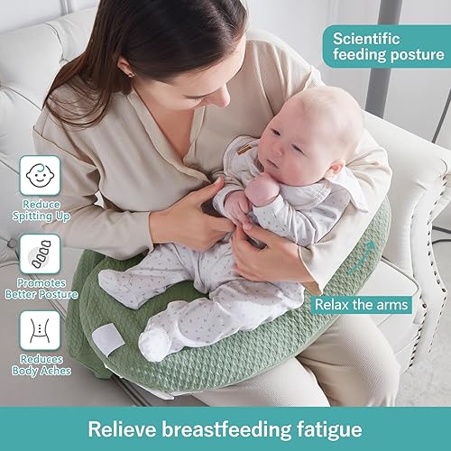 Miniatura 7 de QSTEHEML Almohada de lactancia para lactancia materna  Almohadas ajustables para lactancia materna para mujeres con más apoyo y funda extraíble,