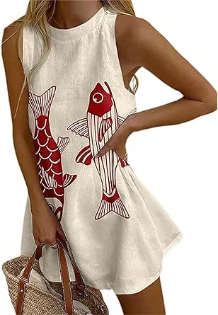 Lobster Print Sleeveless Mini Dress