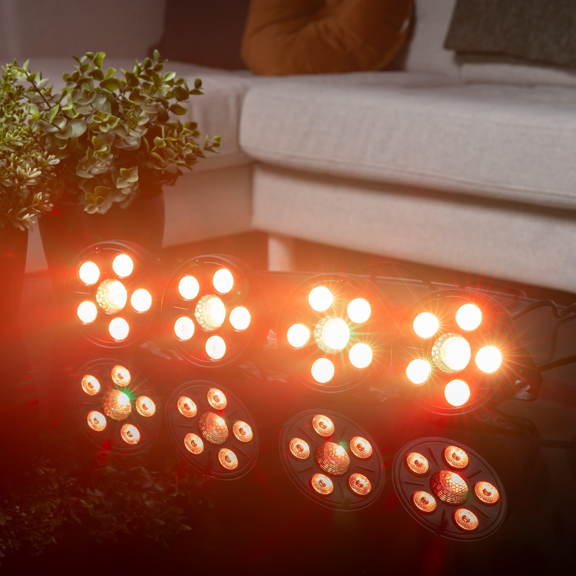 Fuzzix Comet M06 - Pack 4 × PAR LED RGB avec Effet Jelly Ball | Télécommande, Modes Automatique et Musical | Éclairage Compact DJ Bars Événements