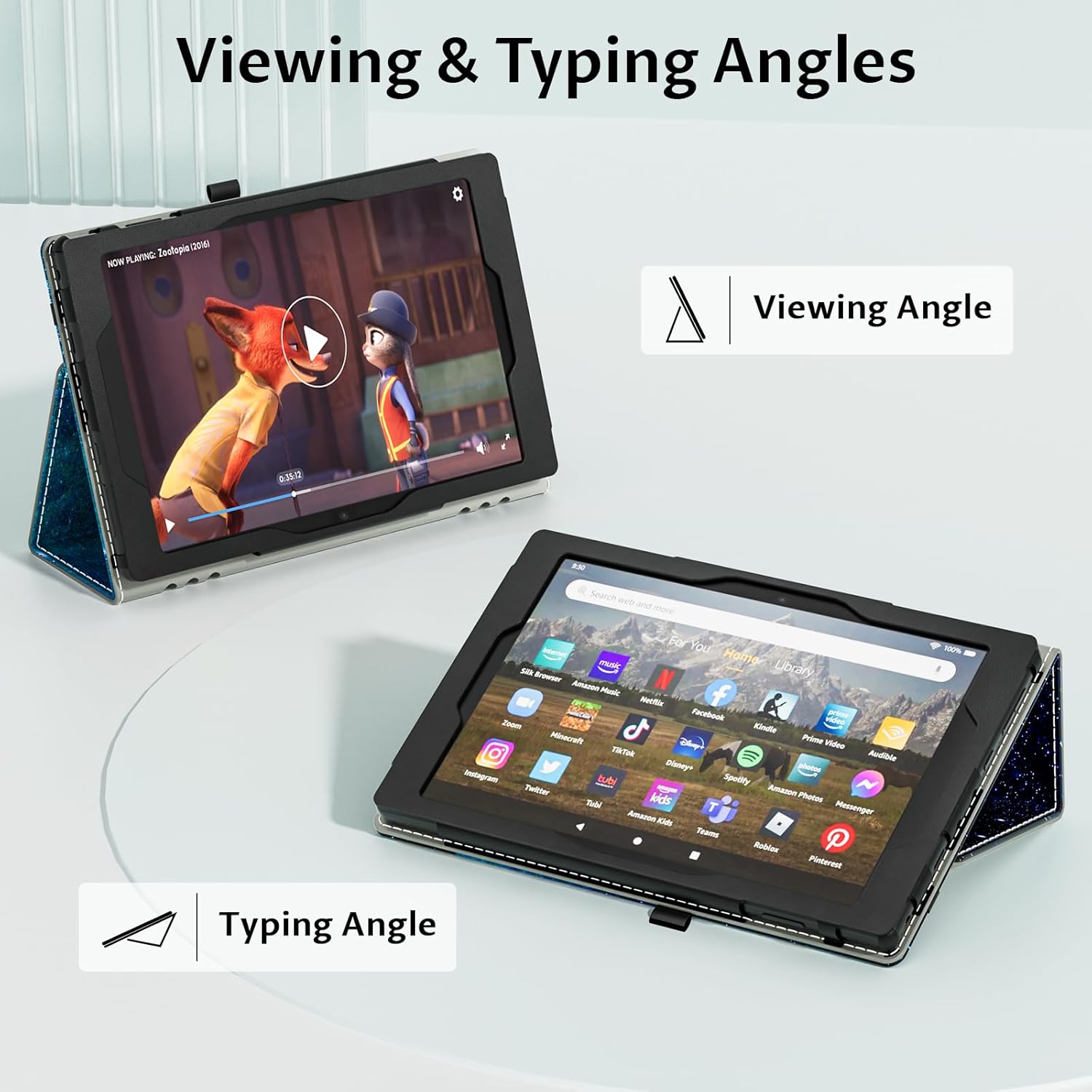 VORI Case for Amazon Kindle Fire HD 8 Tablet & 8 Plus Tablet(12th Generation/10th Generation, 2024/2022/2020 Release), Slim Vegan Leather Folding Stand Cover with Auto Wake/Sleep, Galaxy