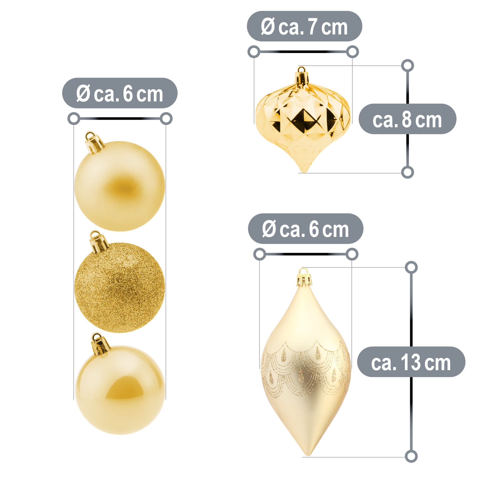 Set De 20 Décorations Suspendues Pour Sapin De Noël - Boules Et Formes En Plastique Incassable, Couleur Or - Idéal Pour Embellir Votre Arbre