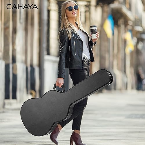Miniatura 7 de CAHAYA Fundas para guitarra con carcasa rígida de madera para guitarras clásicas de 99 cm con llave, anti-choque, resistente al agua, bolsa de viaje