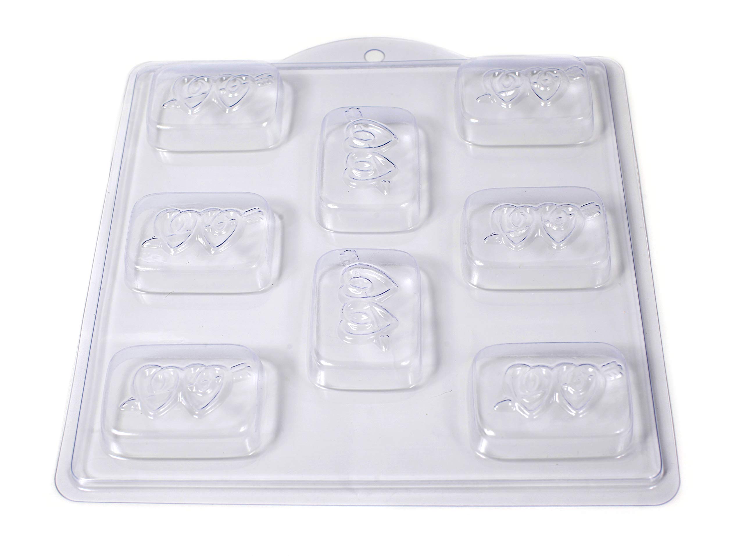World Of Moulds | 8 Cavity Double Heart with Arrow Soap/Bath Bomb Mould Mold M140