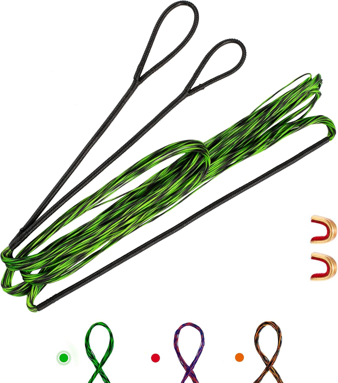 Deerseeker Archery Bowstring Set with 2 Nocking Points Dacron Recurve Bow String Replacement 12, 14, 16 Strands for Traditional Longbow Bow Shooting 48-70 inches (1pcs)