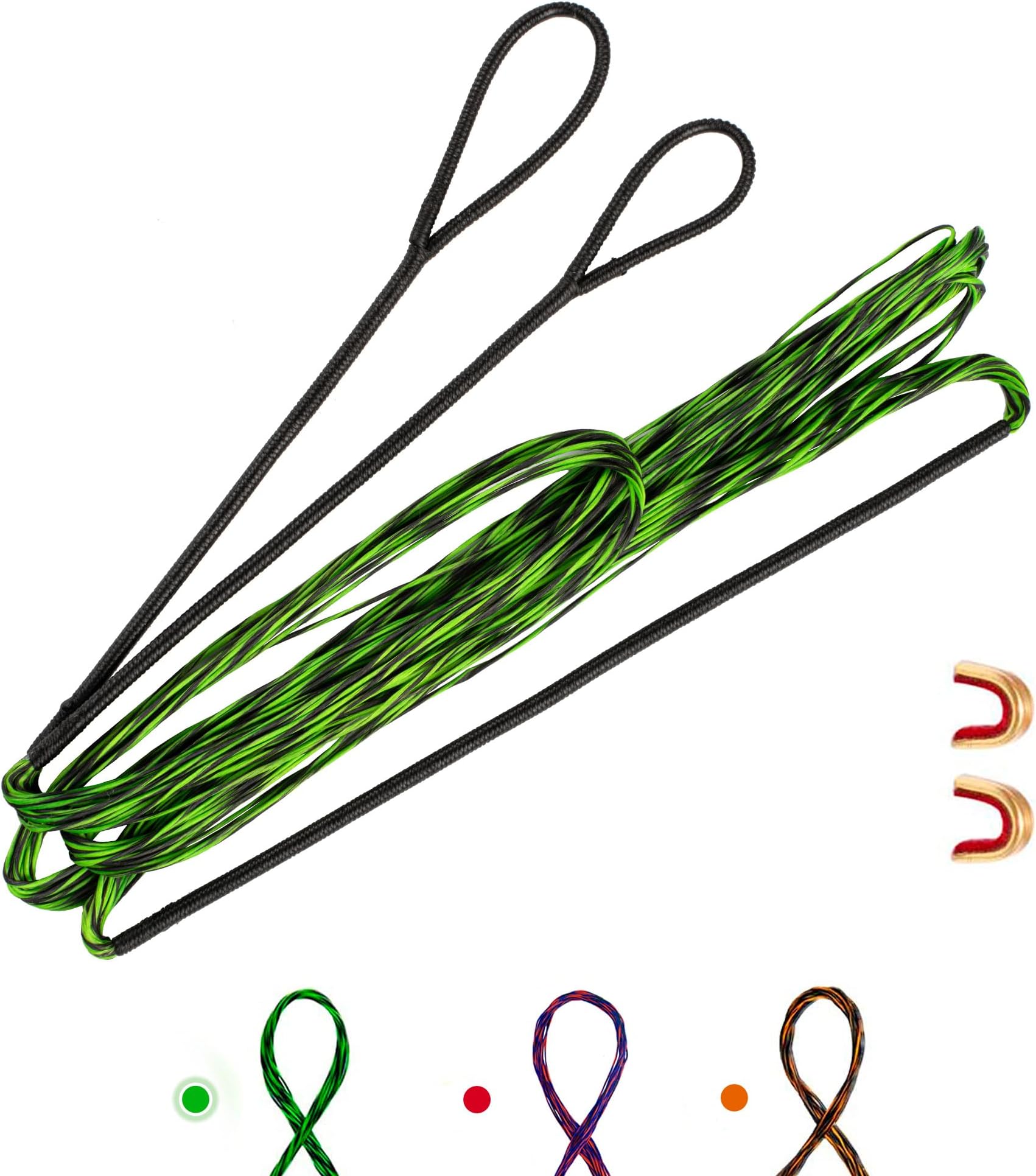 Deerseeker Archery Bowstring Set with 2 Nocking Points Dacron Recurve Bow String Replacement 12, 14, 16 Strands for Traditional Longbow Bow Shooting 48-70 inches (1pcs)