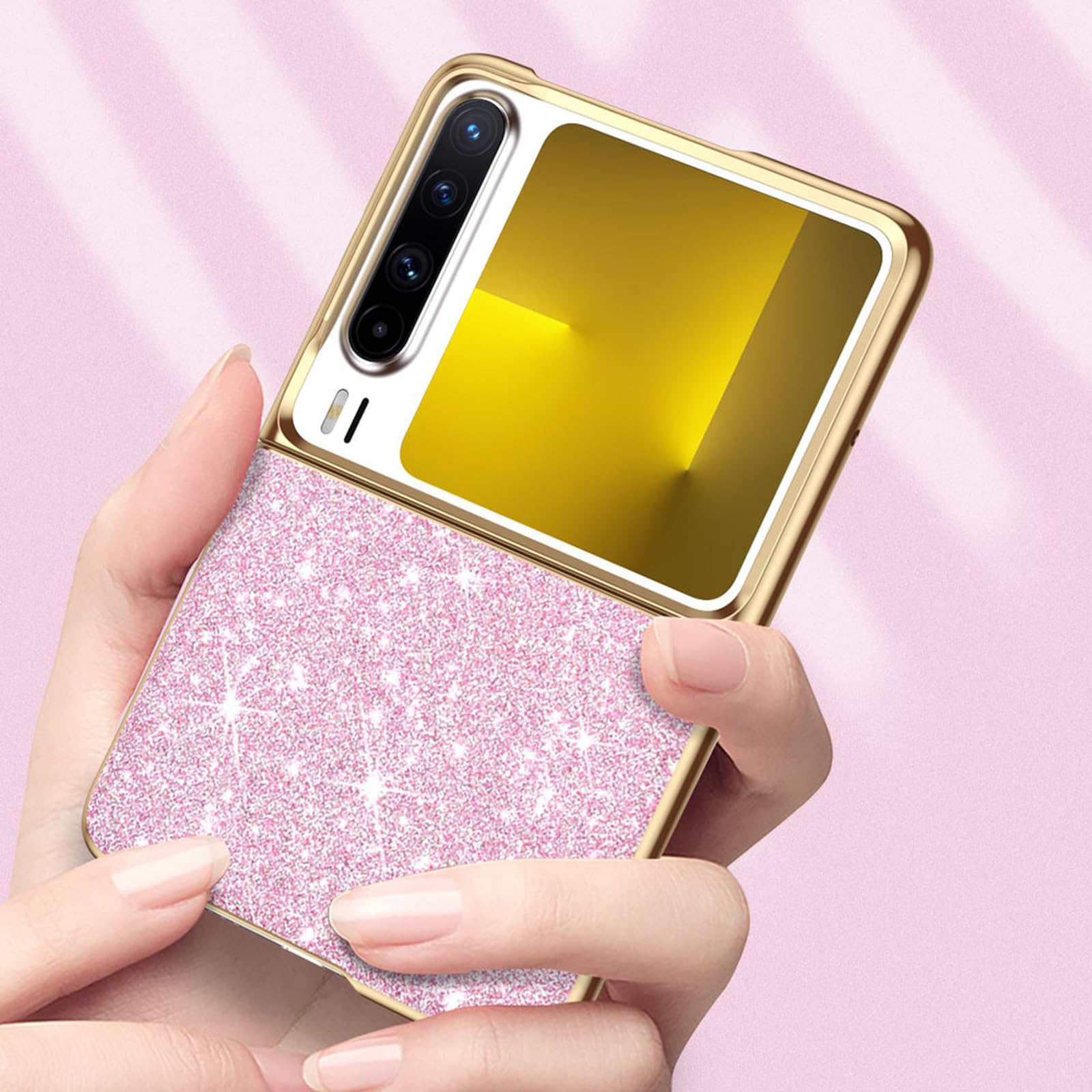 Ultra Mince Coque pour Huawei Pura X, Mode Luxe Léger Etui Galvanoplastie Antichoc Protecteur Cuir Housse,Noir,Pura X