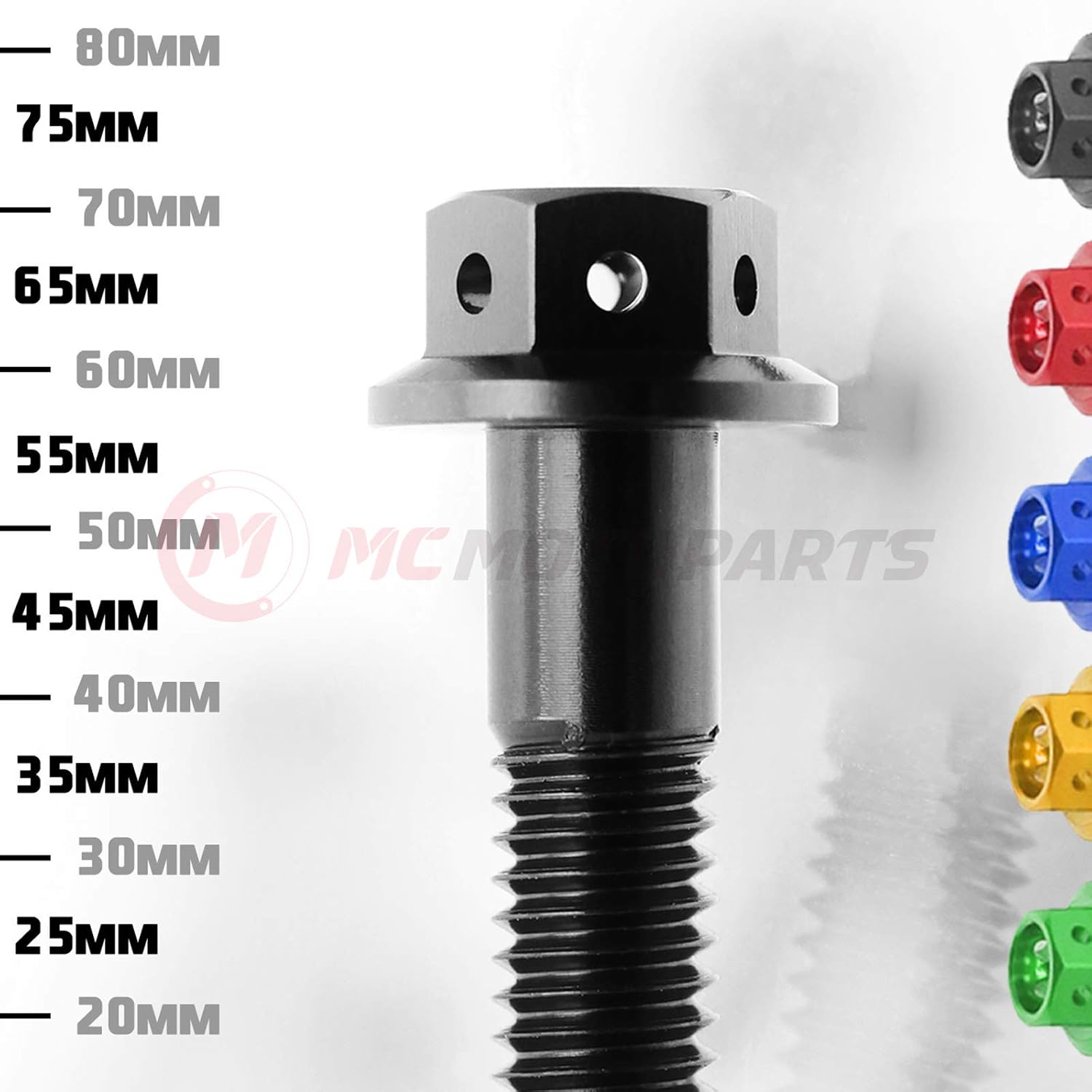 MC MOTOPARTS Pre-drilled CNC Race Spec Bolts M6 x 25mm Flanged HEX Head Screws 10 pcs (Black)