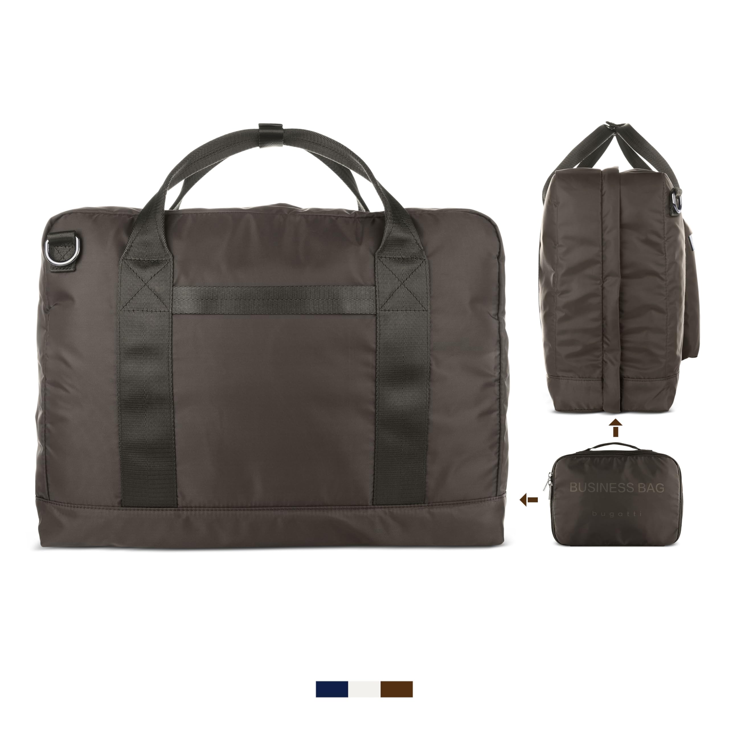 bugatti Elia Bolsa de negocios para hombre en nylon, maletín plegable con compartimento para portátil de 15"
