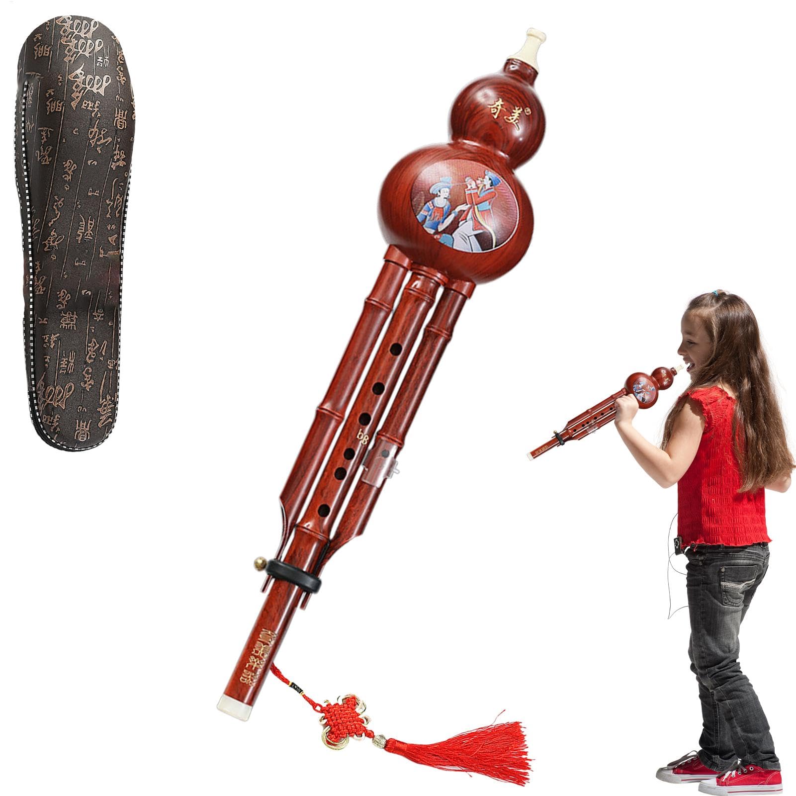 Flauta de cucurbitáceas china, flauta de cucurbitáceas tradicional Hulusi - Hulusi chino tradicional para principiantes | Instrumento musical de calidad de sonido puro para estudiantes apasionados, y