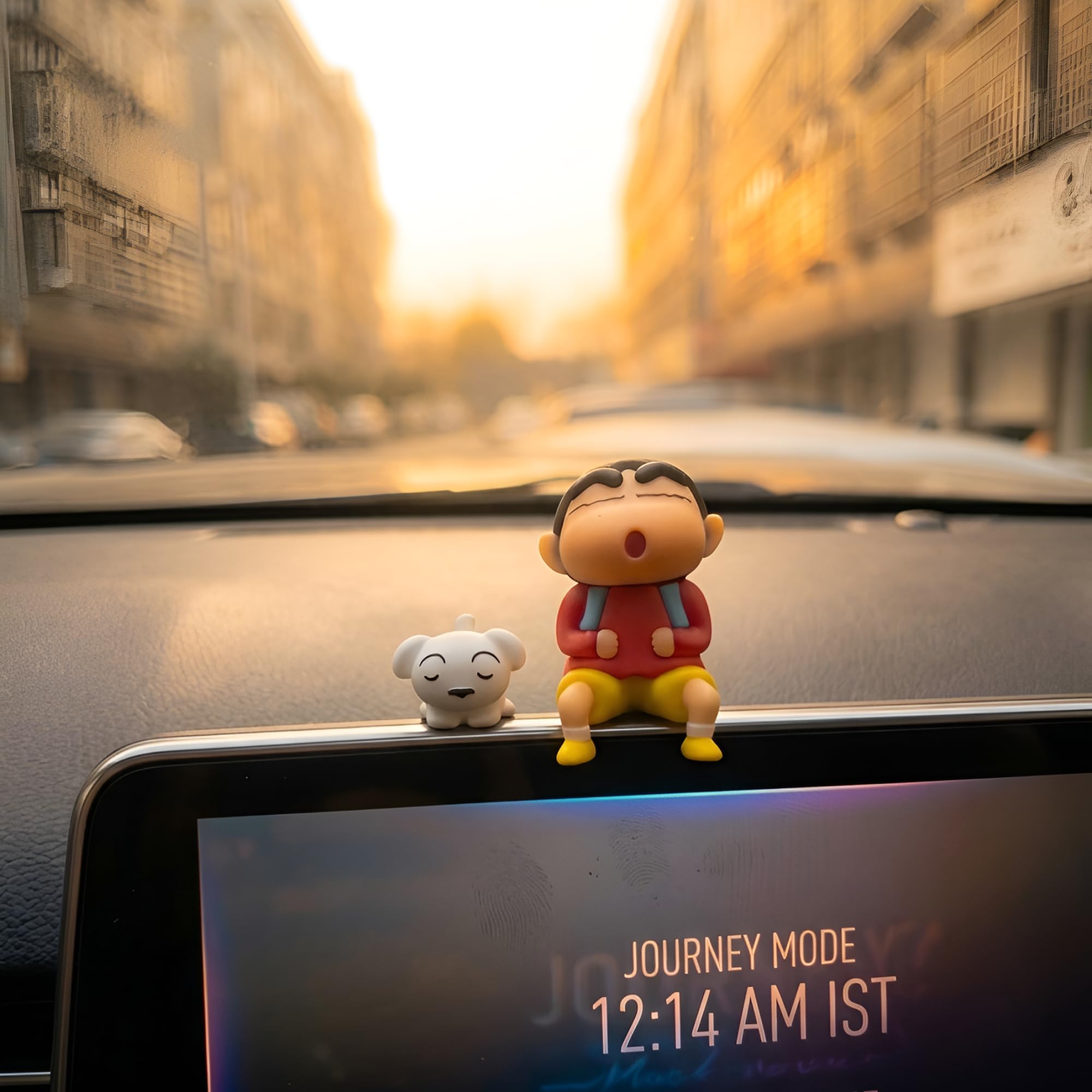 VANAMALI Shinchan Car Dashboard Decoration Items | Action Figure Miniature Toys for Car Dashboard | Premium Car Decor Accessories Shinchan with Shiro-picture-12