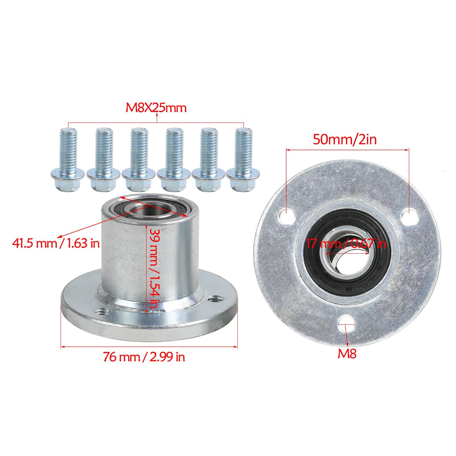 Amazon.com: ZXTDR 17mm 3 Stud Front Wheel Hub for Go Kart Drift