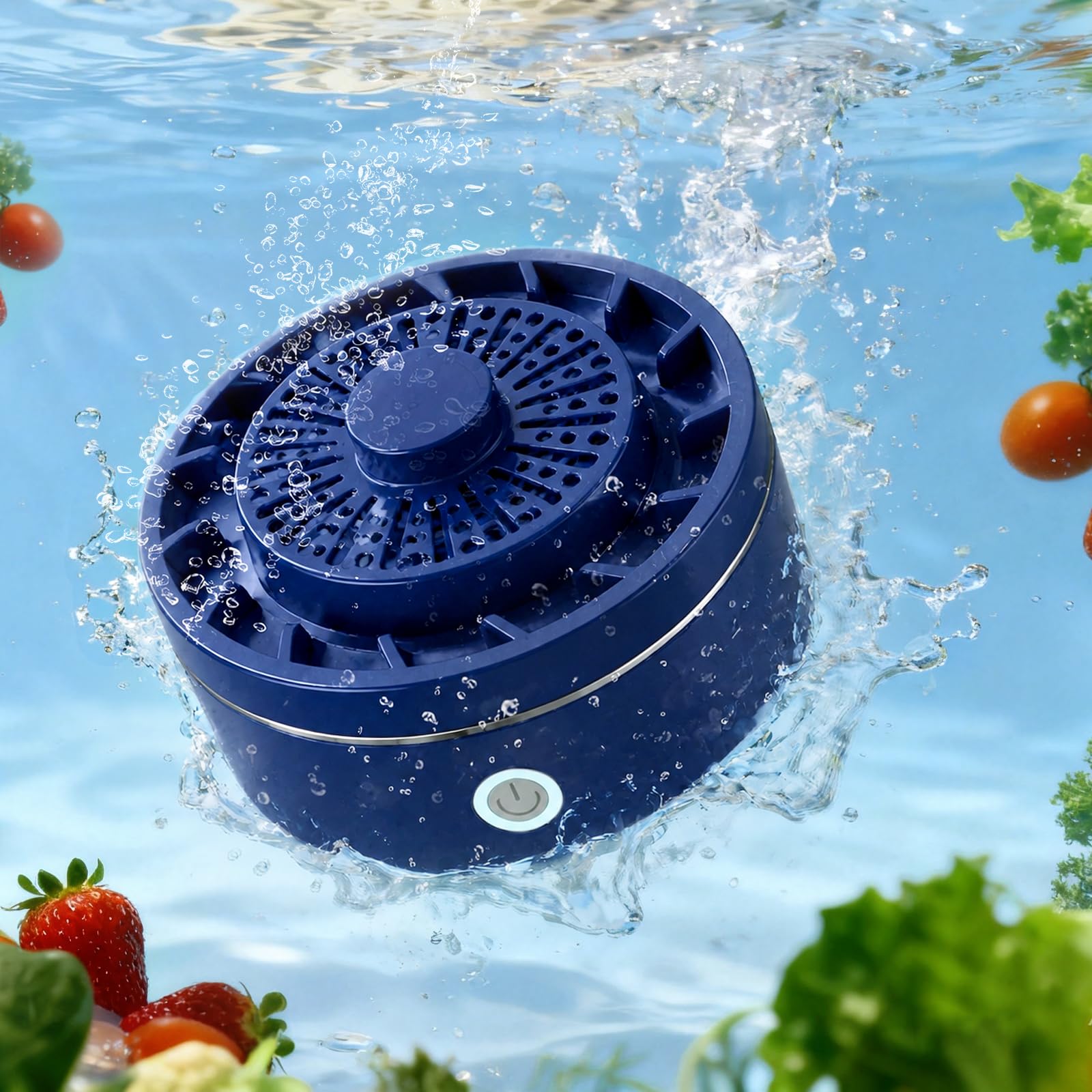 Photo 1 of AZ GOGO Produce Cleaner Device, Fruit and Vegetable Wash Machine, Automatic Fruit Washer, 2026 New Ti Electrolysis IPX7 Waterproof Wireless Automatic Portable Food Purifier (Blue)