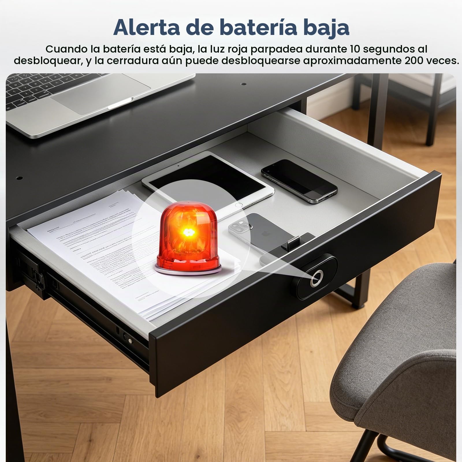 Caja Fuerte Camufladas con Huella Dactilar y Cajón Oculto USB-C | Caja Huella Dactilar de 35 × 28 × 7 cm, Cierre Automático y Guías Silenciosas para Escritorio, Armario, Oficina y Hotel