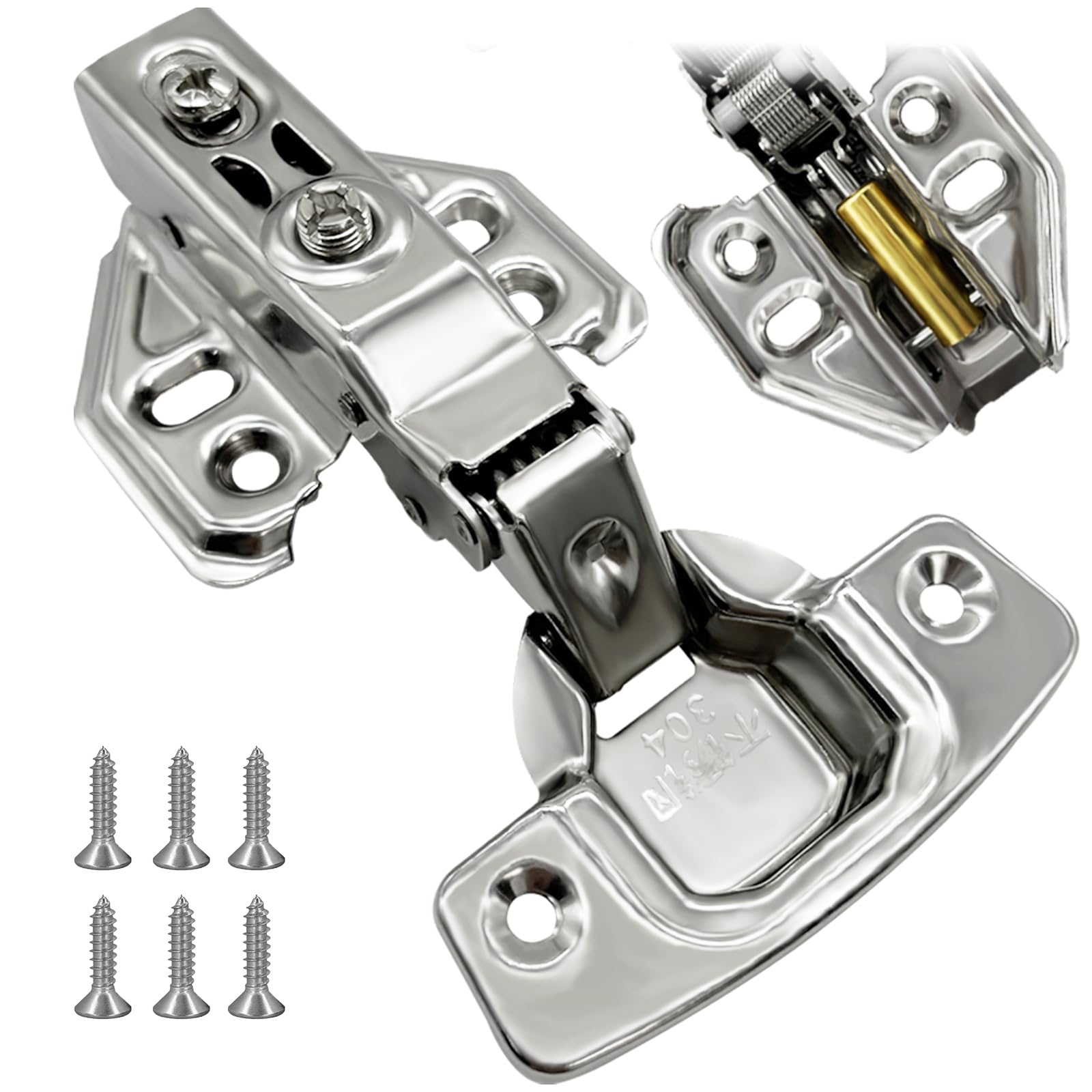 12-Piece Soft Close Cabinet Hinges - Full Overlay Concealed Hinges for Kitchen Cupboards, Wardrobe & Furniture (Bathroom Bedroom Dining Room), Includes Screws