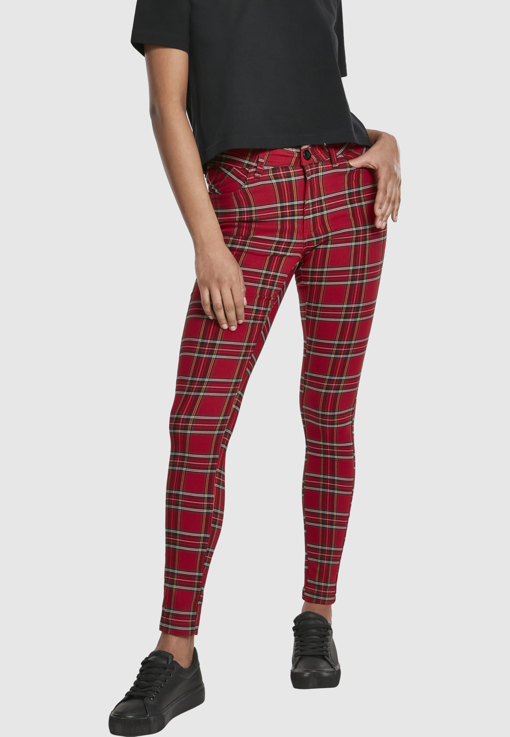 Urban Classics Damen Ladies Skinny Tartan Pants