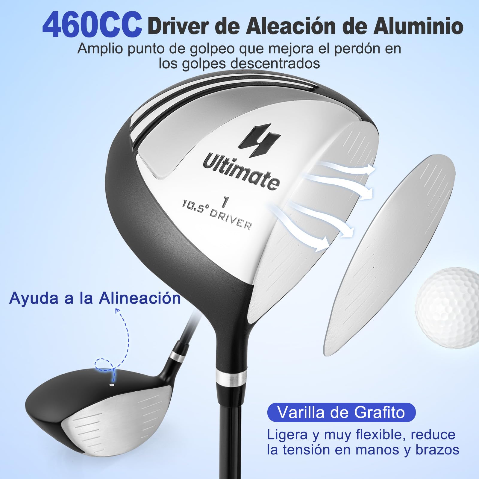 GOPLUS Juego Completo de Palos de Golf, Driver, Fairway, Hybrid y Bolsa, para Hombres y Adolescentes, Mano Derecha
