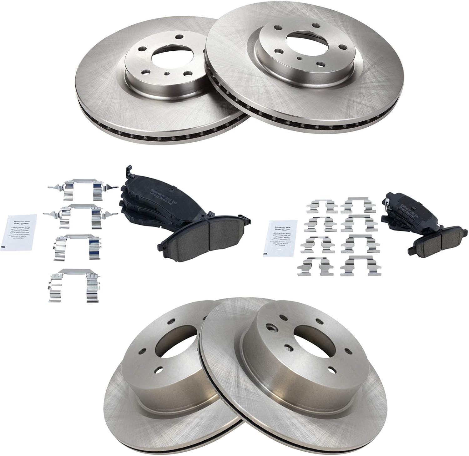 TRQ Front Rear Premium Posi Ceramic Brake Pad Rotor Kit for Nissan Infiniti