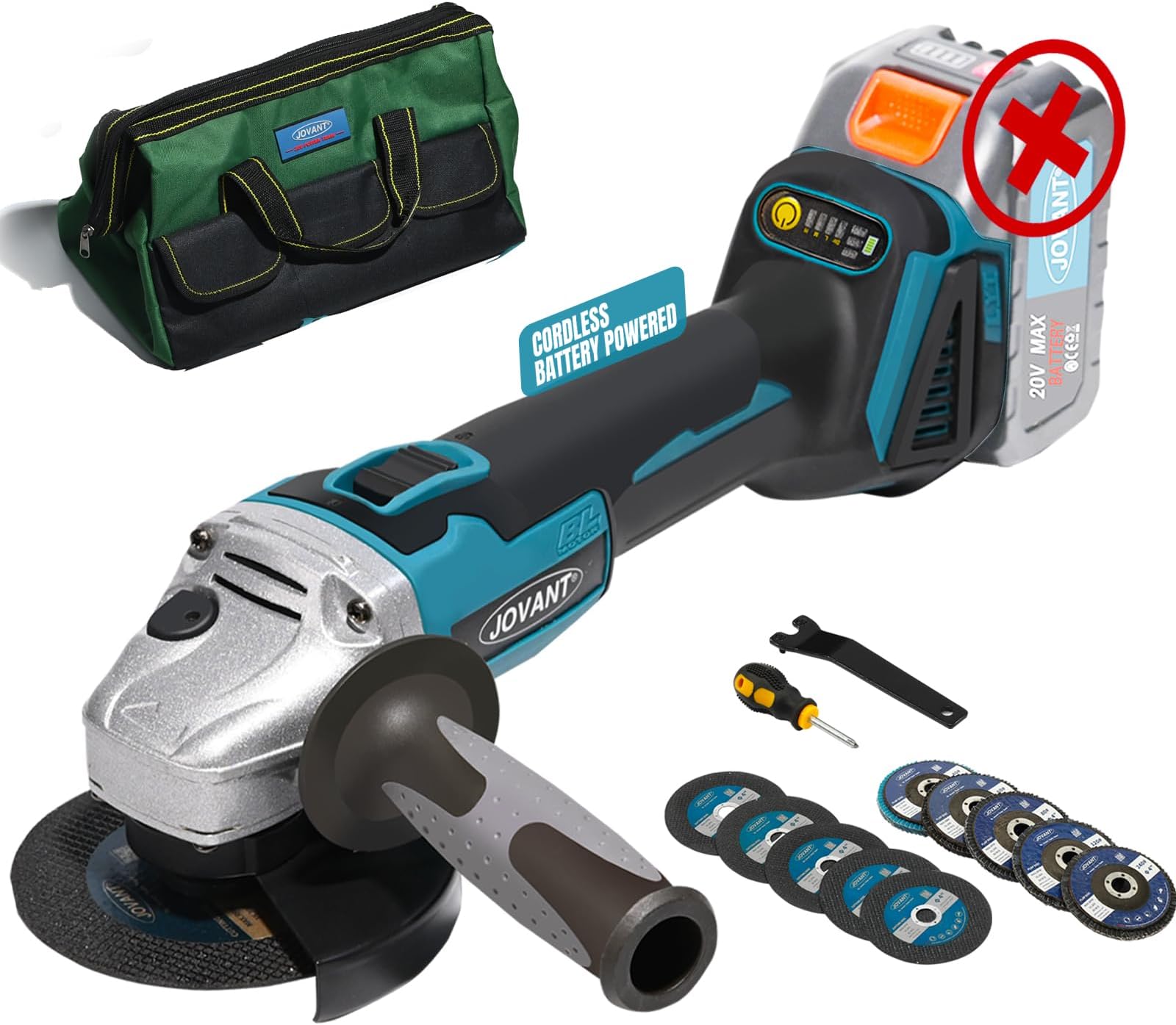 Cordless Angle Grinder For Milwaukee 18V — 4-1/2 Inch, Brushless, 3 Speeds Up To 8500 RPM