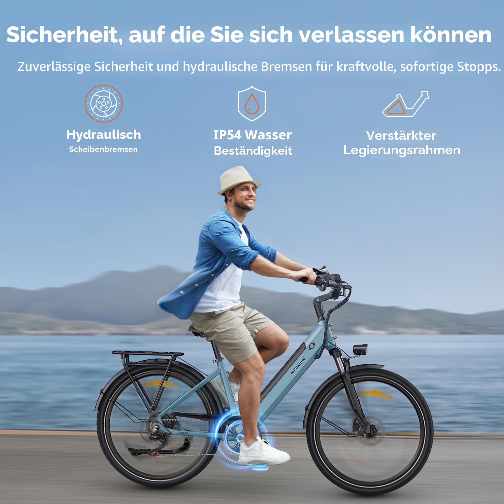 ENGWE P275 SE Ebike, 36V 13Ah Akku, Reichweite von bis zu 120KM, APP und Navigation, Hydraulische Bremsen und Drehmomentsensor, 7-Gang und 27.5" × 1.75" Elektrofahrrad