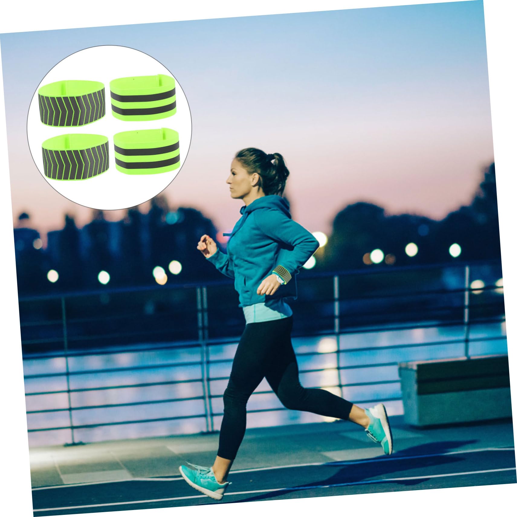 BESPORTBLE Set di Gambe con Nastro Riflettente di Avvertimento da 4 Pezzi Poliestere Fluorescente per Corsa Notturna
