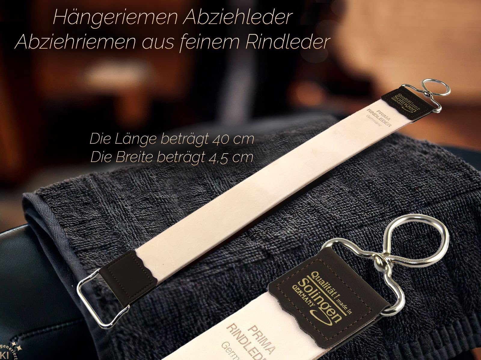 Solingen Rasiermesser-Set Solinger Bartmesser Streichriemen und Paste | Traditionelles Nassrasur Rasiermesser mit Olivenholzheft / Solinger Streichriemen und schärf Paste aus Made in Germany