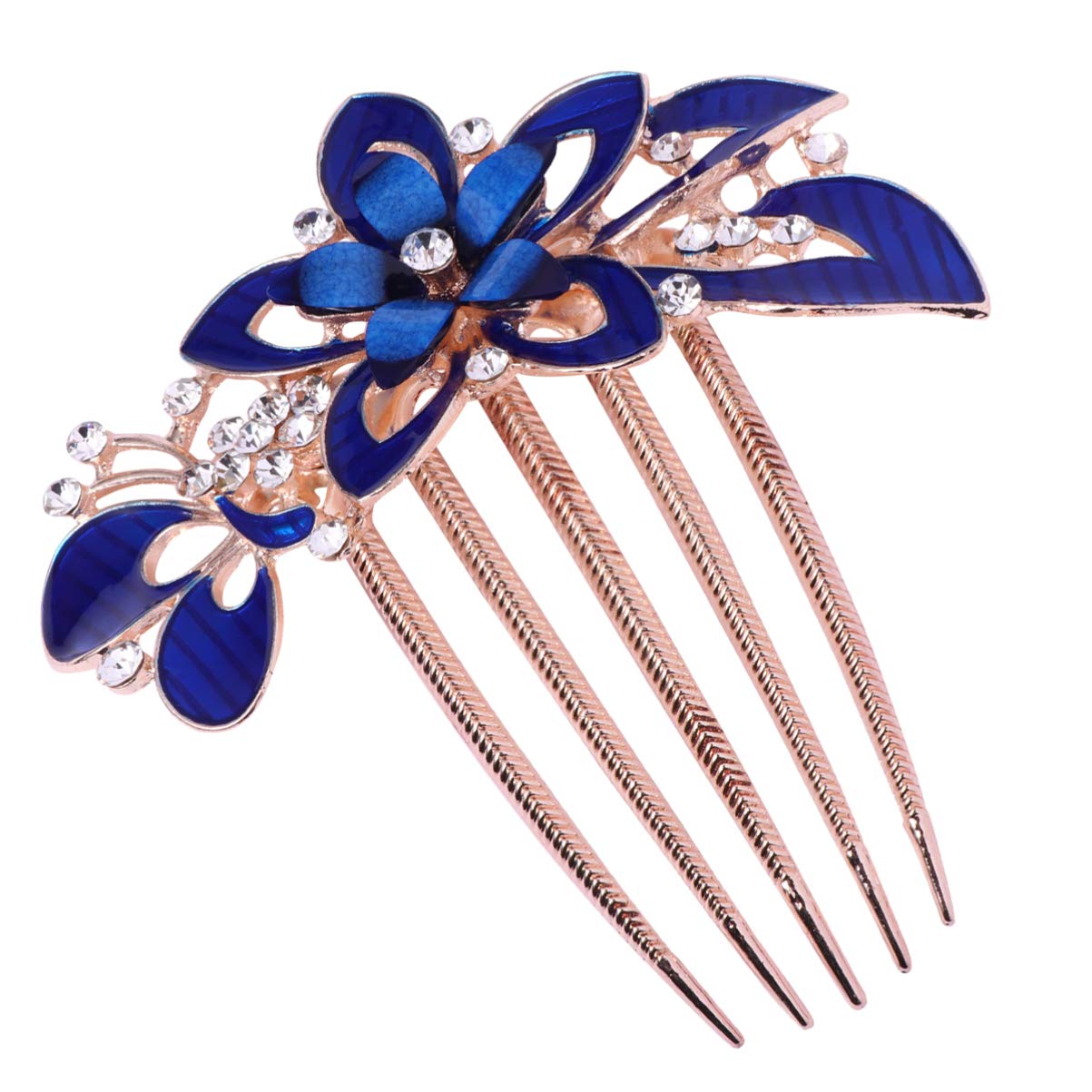 minkissy Rhinestone Alloy Hair Side Comb, Dark Blue, Bridal Wedding Hair Accessory for Women