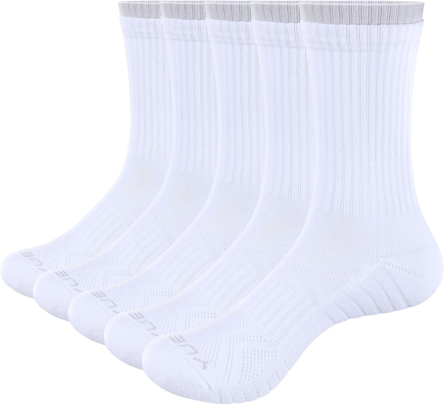 YUEDGE Women's Training Athletic Cushioned Crew Socks Moisture Wicking Cotton Womens Socks Padded Boot Socks For Women