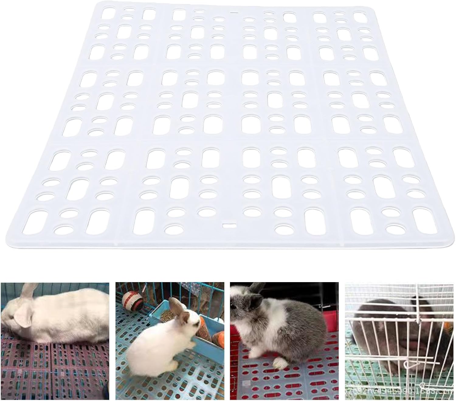 Dpofirs Rabbit Cage Mat Floor - 15PCS Bunny Resting Pad, Food Grade Plastic, Easy Cleaning, Secure Clips, Modular Design for Guinea Pig Small Animal Cages (White)