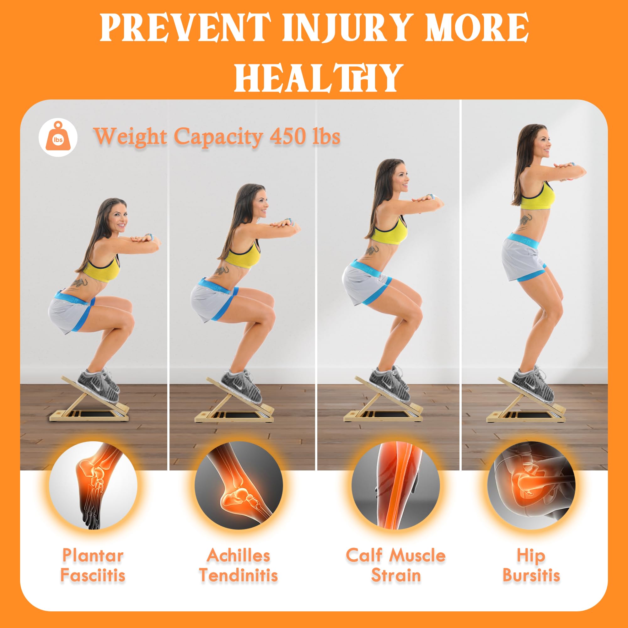 Planche D'étirement Pour Mollets StrongTek – Angles Réglables, Physiothérapie (noire)