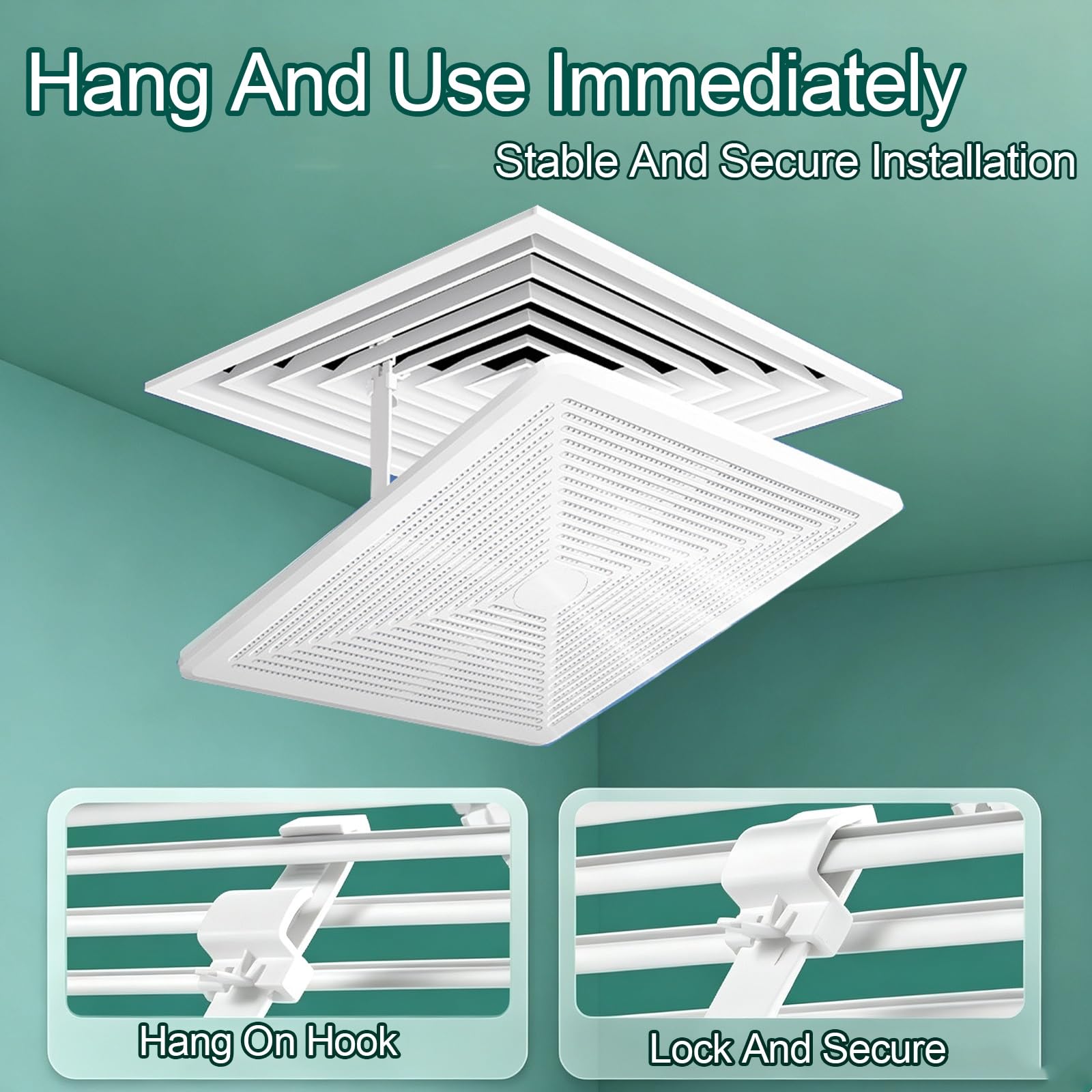 Deflettore Climatizzatore Soffitto, PP Spesso, Direzione Aria 270° | Guida Bocchetta AC Da Soffitto, 5000+ Fori Ventilati, Installazione Sospesa Per Uscite Quadrate(65cm/25.6in)