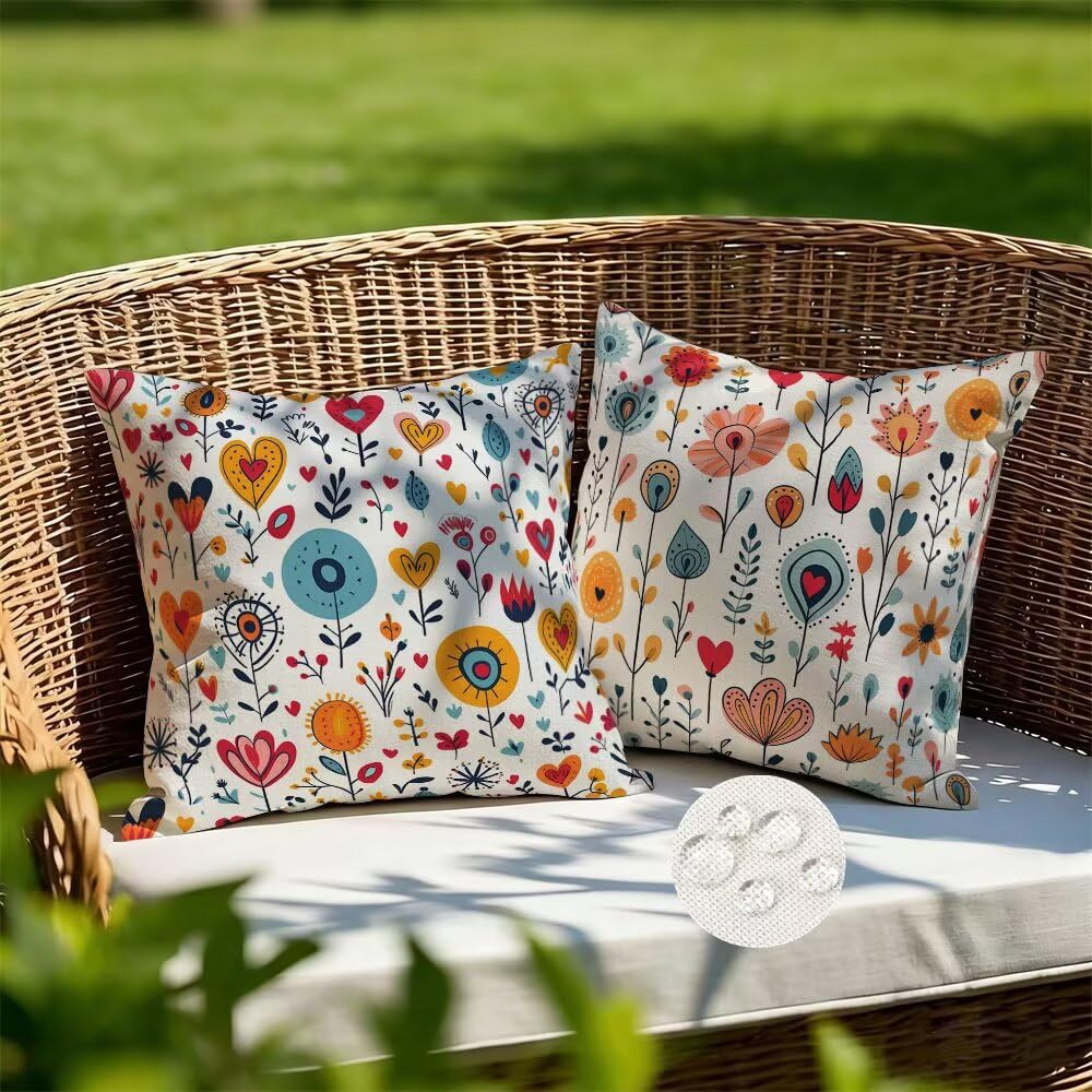 Federe Cuscini da Esterno Impermeabili 65x65 Colorati Copri Cuscini per Divano Floreale Federa Cuscino Cartoni Animati Decorativi Copricuscini per Divano Giardino Patio Soggiorno Set di 2 (IU31)
