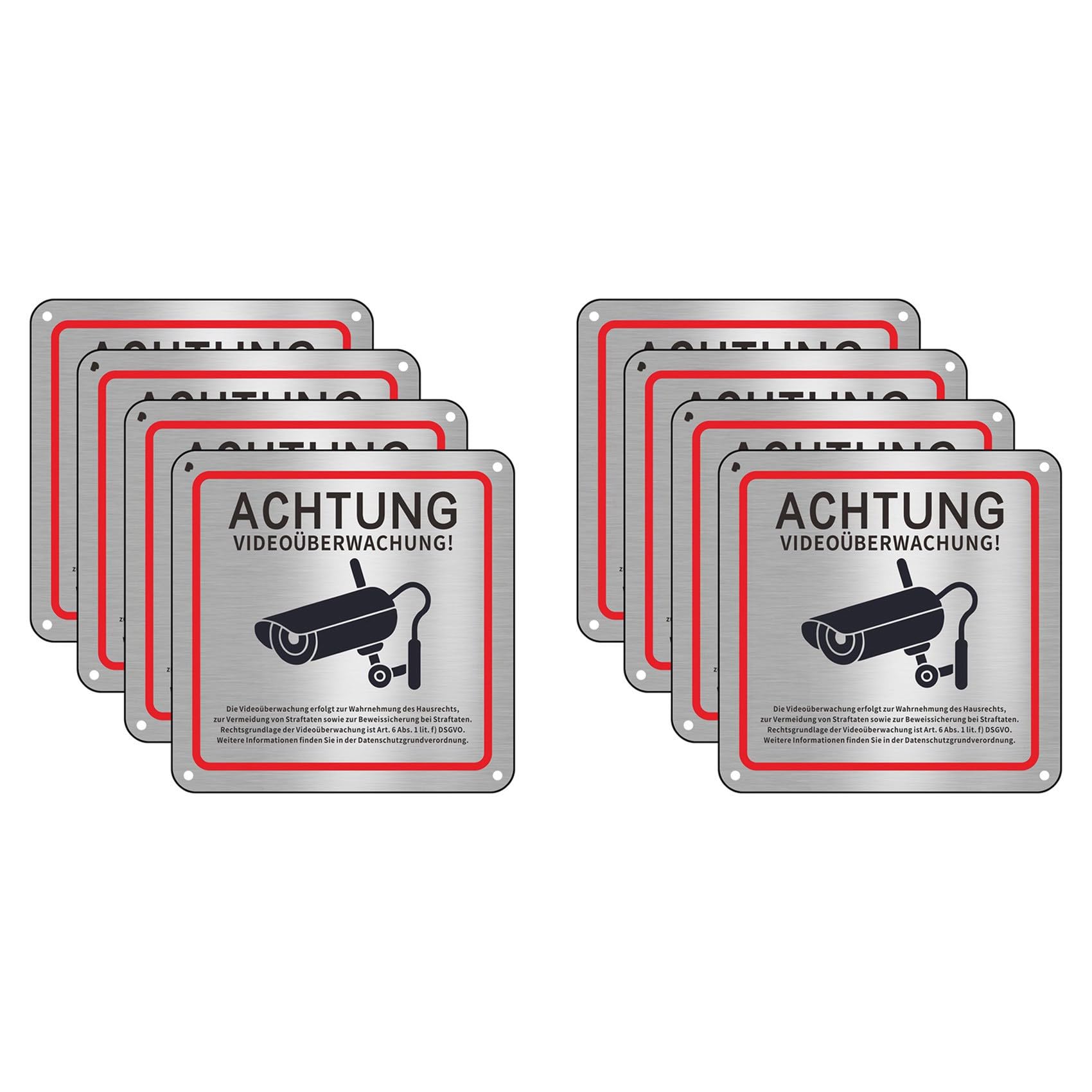 Jnchdghwa Video Surveillance Sign, Video Surveillance Private Property, 15 X 15 cm Metal Warning Video Surveillance Sign 8pack