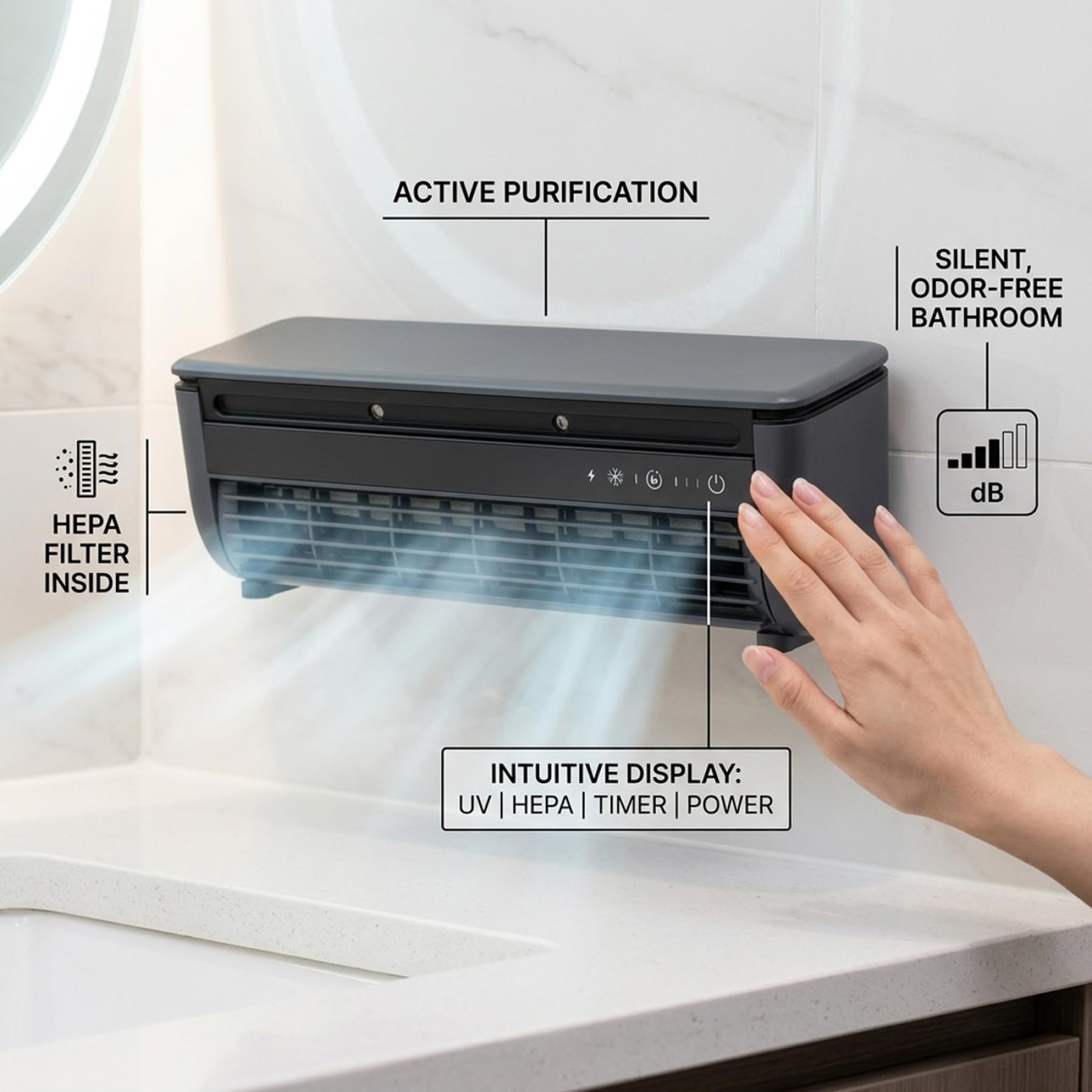 Aire Acondicionado De Pared, Mini Aire Acondicionado con Batería De 6000 Mah Montado En La Pared con Enfriamiento Rápido, Enfriador USB Portátil con Control Remoto para Cocina, Dormitorio, Escritor