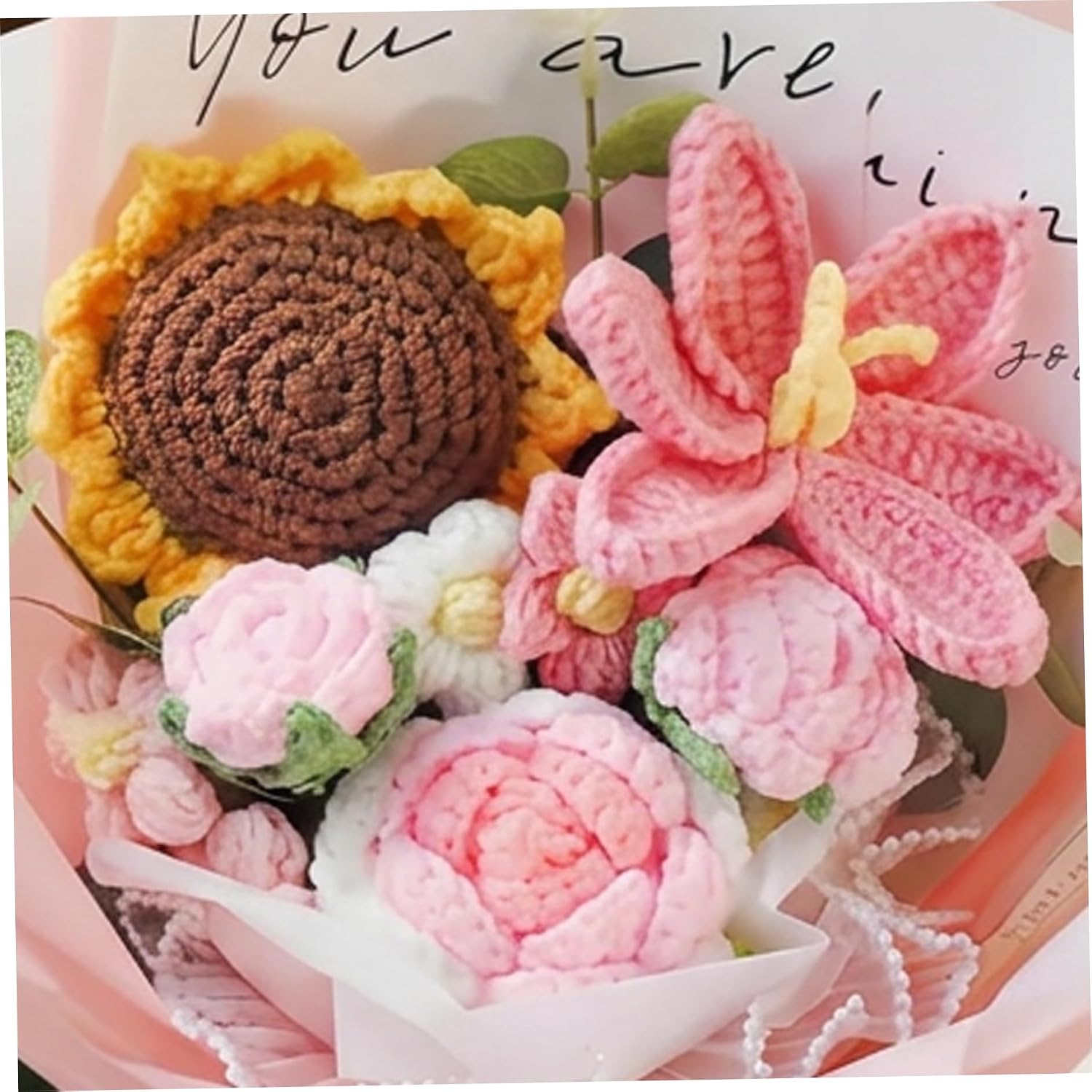 Crochet Flower Crochet Flowers Bouquet, Handmade Knitted Flowers Long-Lasting Home Decor for Mother's Day, Birthday, Valentine's Day
