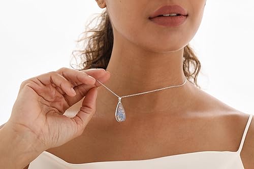 Miniatura 95 de Forget-Me-Not and Queen Anne's Lace Pressed Wildflower Necklace Birth Month Real Flower Necklace Gold/Silver Pressed Flower Jewelry