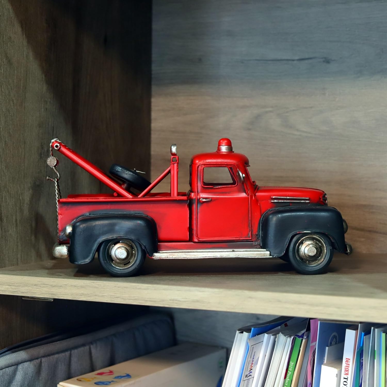 Retro red Ironwork Pickup Truck Trailer Model All-Metal Industrial-Style Decorative Ornaments Shop Window Display Nostalgic Collectibles Creative Home Gifts