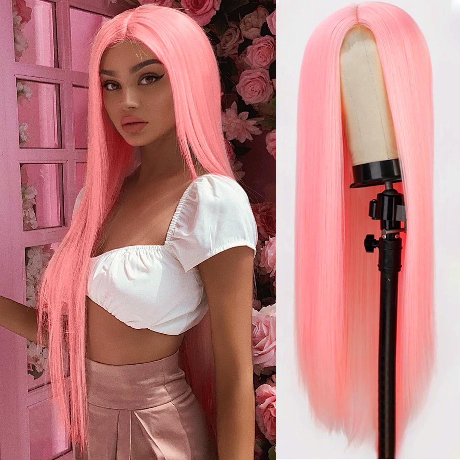 Xinran Long Straight Synthetic Wig with Partial Lace